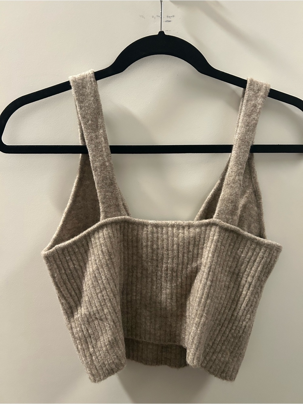 Zara Taupe Ribbed Knit Crop Tank - Picture 3 of 3